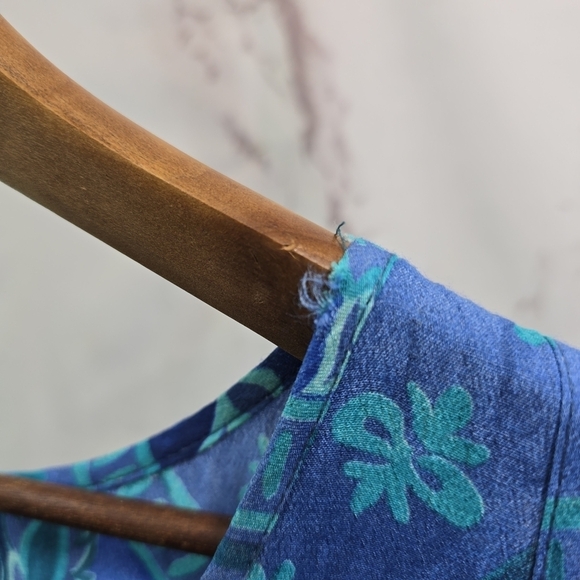 Vintage Hawaiian Dress Women Medium Blue Purple Midi Maxi Floral Tank 90s - Picture 11 of 12